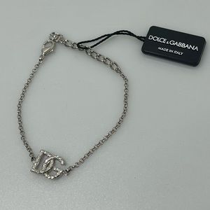 Dolce & Gabbana Logo Charm Bracelet Silver Brass.